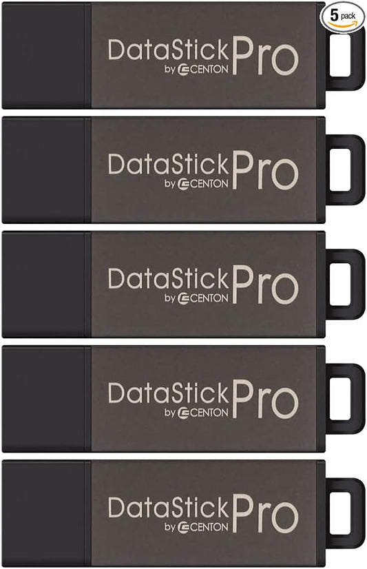 64GB DataStick Pro by Centon, 5 Pack, USB 2.0 Flash Drive Memory Stick for Storage and Backup