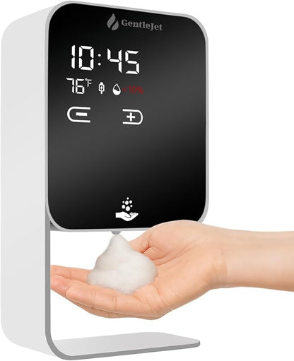 LuxeJet Automatic Foam Soap Dispenser Touchless, USB-C Powered or Battery, Aluminum Alloy Body, Wall Mount or Countertop, Digital Display, Hands-Free Automatic Soap Dispenser Touchless