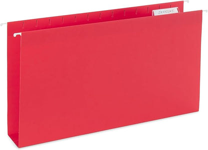 25 Blue Summit Supplies Legal Size Hanging File Folders - Assorted Colors, 2" Expansion, Legal Hanging File Folders for Filing Cabinet, 9.5" x 14.75", 11PT Paper Stock with Tabs and Inserts Included