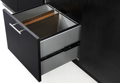 ZURI Furniture Reagan Modern Polished Storage & Filing Cabinet Credenza - Black