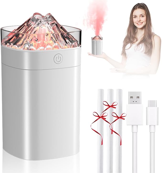 Small Humidifier - 400ml Small Humidifiers for Desk, Mini Desk Humidifier for Office Plants with 2 Modes Large Spray, Waterless Auto-Off Humidifiers with 7-Color Night Light for Bedroom