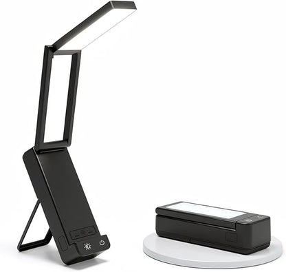 EZVALO LED Rechargeable Desk Lamp, 6000mAh Battery Operated Foldable & Portable Light,90Ra Cordless Table Lamp for Office Home, 3 Color Dimmable Small Desk Lamp Wireless Reading Lamp (Black)