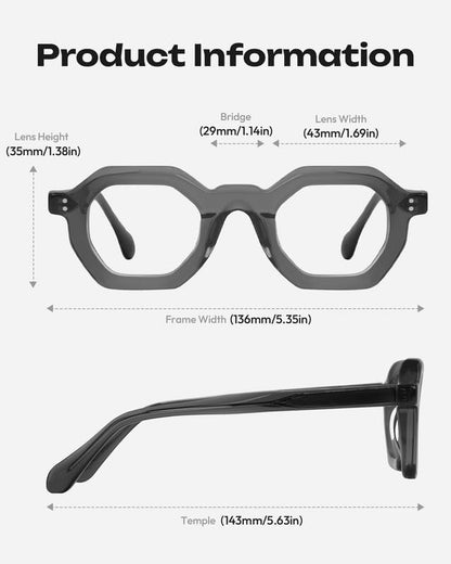 Blue Light Blocking Glasses - Anti Glare & Eyestrain, 99% Filter, Lightweight Acetate Frame for Gaming/Office/Reading