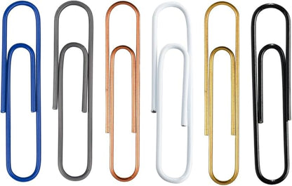 JAM PAPER Colorful Jumbo Paper Clips - Large 2 Inch Paperclips - Business Assortment - 6 Packs of 75