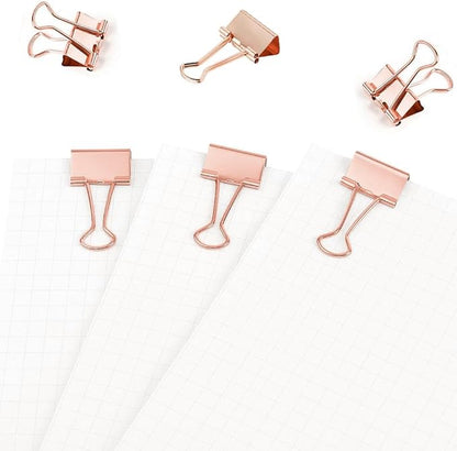 50 Pack Small Rose Gold Binder Clips 3/4 Inch (19 mm), Colored Little Paper Clamps, Tiny Mini Paper Clips for Office Home School Business 0.75"