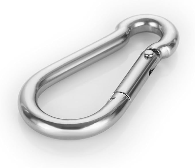 24 PCS M6 x 2-3/8 Inch Carabiner Clips Heavy Duty Spring Snap Hooks Stainless Steel Carabiner Clip Mini Carabiner Clips Quick Link Clip for Keychain Camping Hiking Fishing Dog Leash Keys, Silver