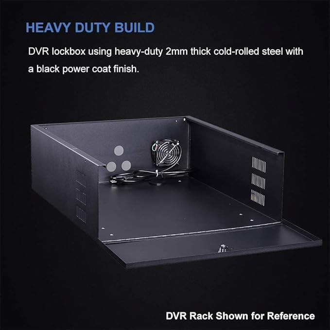 Kenuco White Heavy Duty 16 Gauge Steel DVR Security Lockbox with Fan (BK 18'' X 17.9'' X 4.96'')