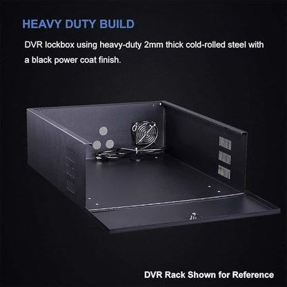 Kenuco White Heavy Duty 16 Gauge Steel DVR Security Lockbox with Fan (BK 18'' X 17.9'' X 4.96'')