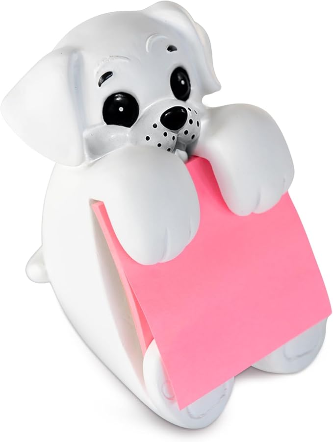 Resin Made Cute Sticky Note Holder for Desk | Doodle Compatible Dog Pop Up Post it Note Dispenser | Pop Up Sticky Notes Dispenser for Office Holds 3" x 3'" Notes for School, Office Desk Supplies