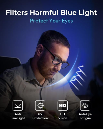 Blue Light Blocking Glasses - Anti Glare & Eyestrain, 99% Filter, Lightweight Acetate Frame for Gaming/Office/Reading