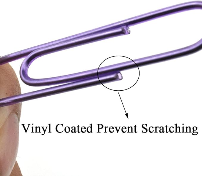 HAHIYO Paper Clips Large 2 inches Length Purple Paperclips Vinyl Coated Prevent Scratching Tearing The Pages Sturdy for Bookmark Organize Home Office School 80 Pack