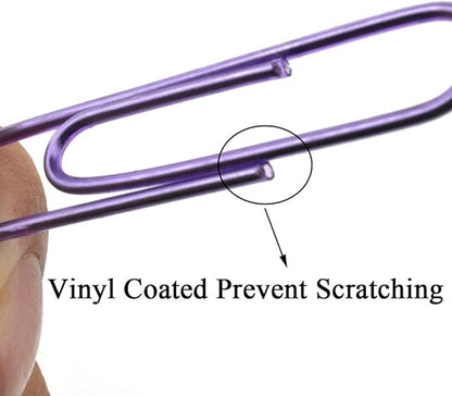 HAHIYO Paper Clips Large 2 inches Length Purple Paperclips Vinyl Coated Prevent Scratching Tearing The Pages Sturdy for Bookmark Organize Home Office School 80 Pack