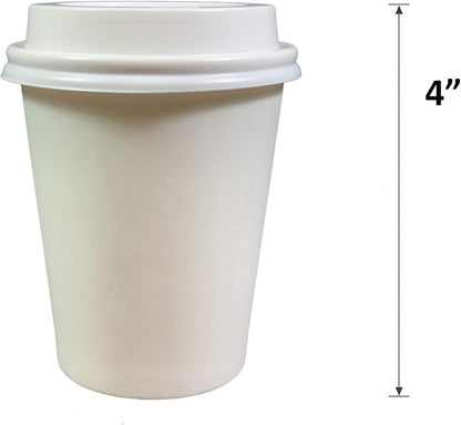 Disposable White Paper Cups With White Lids Coffee Cups with Lids 400 sets (8oz)