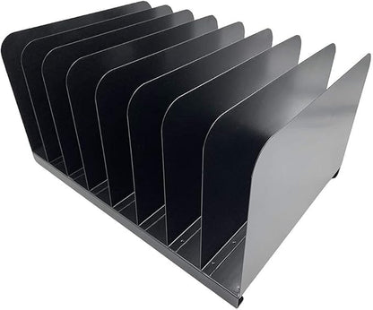 Huron Desktop File Binder Organizer Storage Vertical 8 Slot, Black Commercial Grade Steel