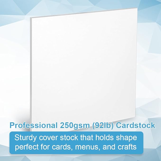 Cardstock Paper - Plain Heavy Bright White Stock, Cover Stock Paper, Extra Heavy Duty, 92lb Cover (250 gsm) Thick Cardstock Paper, 8.5" x 11", 100 Sheets, Inkjet/Laser Printer Compatible