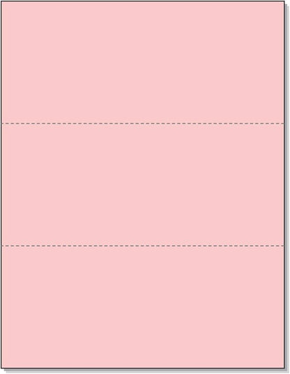 NextDayLabels - Pack of 500 Sheets, 8-1/2 x 11" Letter Size Perforated Paper (Pink, Perf @ 3-2/3" and 7-1/3")