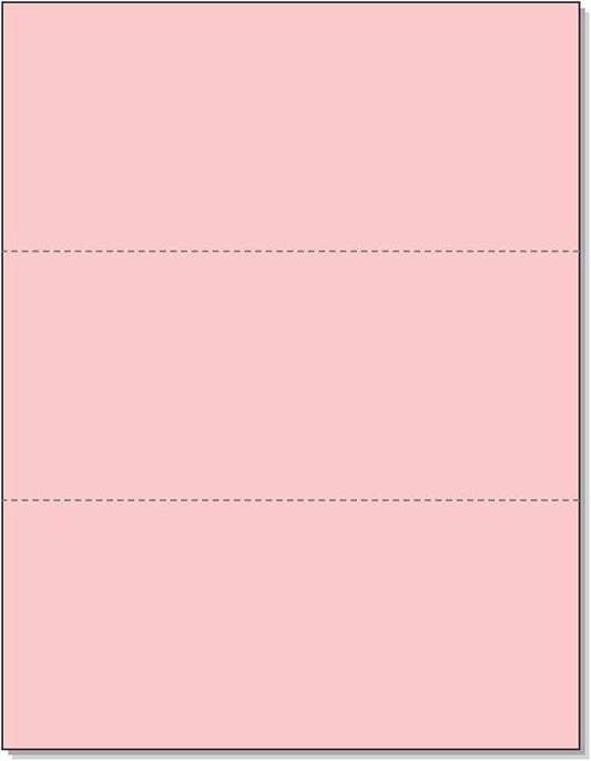 NextDayLabels - Pack of 500 Sheets, 8-1/2 x 11" Letter Size Perforated Paper (Pink, Perf @ 3-2/3" and 7-1/3")