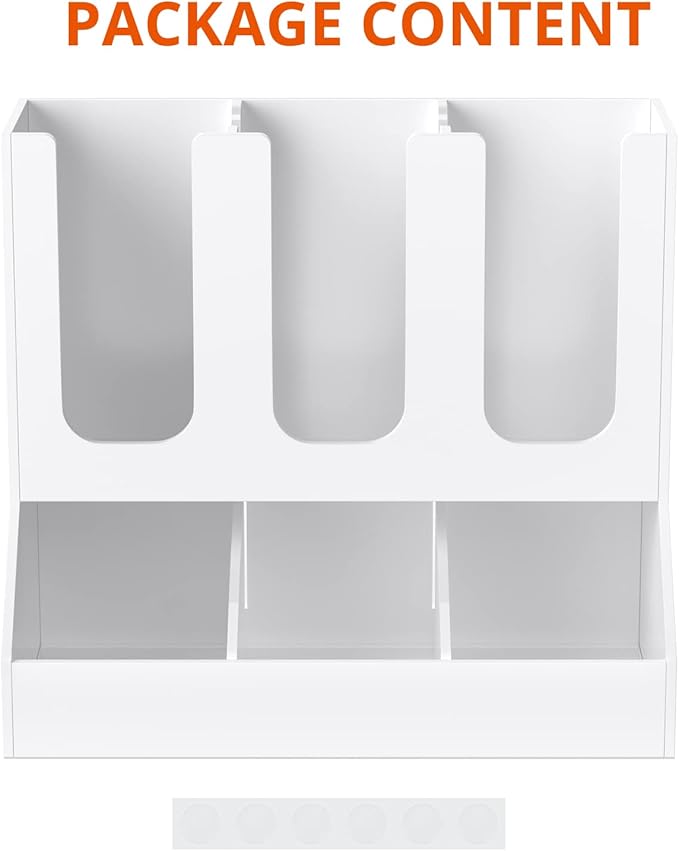 Richboom Cup and Lid Organizer, 6 Compartments with 2 Removable Dividers Coffee Station Countertop Cup Dispenser Condiment Organizer Accessories Caddy for Breakroom, Office, Home - White
