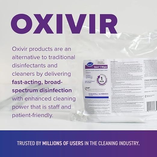 Oxivir Diversey 1 100850925 Disinfectant Cleaning Wipes, Pre-Moistened with Accelerated Hydrogen Peroxide AHP, Unscented, 160 Extra Large 11x12-Inch Wipes, 1-Refill Bag (Pack of 4)