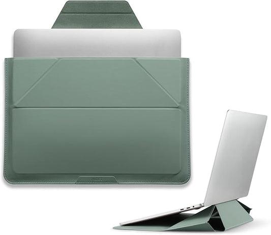 MOFT Laptop Carry Sleeve, 2-in-1 Laptop Bag & Stand for 14" MacBook Air/Pro & Dell/HP/Lenovo/Asus, Stylish Slim Computer Sleeve Bag with Expandable Storage for Computer Accessories, Seafoam