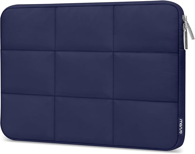 MOSISO 15-15.6 inch Laptop Case, 16 inch Puffy Laptop Sleeve Compatible with MacBook Pro 16 M4 M3 M2 M1, HP, Dell, ASUS, Lenovo Notebook, Rectangle Quilted Puffer Computer Bag for Women, Navy Blue