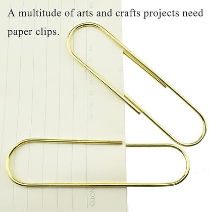 HAHIYO Paper Clips Sturdy 4 inches Length 14 Pack Paperclips Heavy Duty Tight Grip Rust Proof Reusable Metal Bright Gold for Home Office School