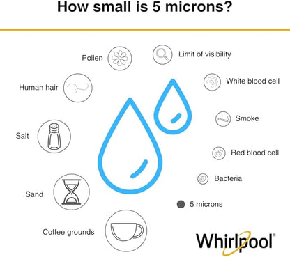 Whirlpool 10" x 4.5" Premium Carbon Water Filter WHKF-WHWCBB, NSF Certified 5 Micron Reduces Chlorine and Sediment, 6-Month Life, Large Capacity Replacement Cartridge Fits Most Home Filter Housings