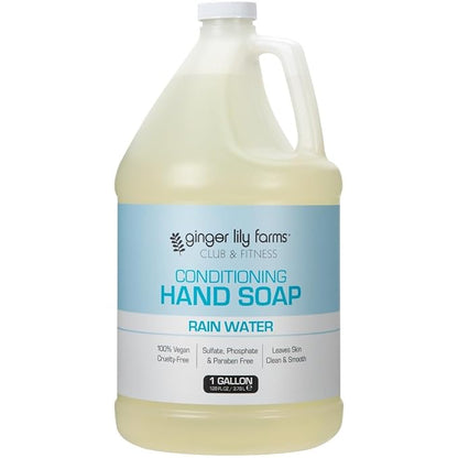 Ginger Lily Farms Club & Fitness Conditioning Liquid Hand Soap Refill, 100% Vegan & Cruelty-Free, Rain Water Scent, 1 Gallon (128 fl oz)