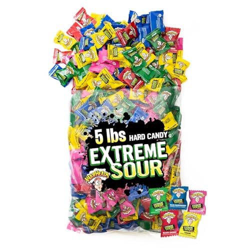 WARHEADS - Extreme Sour Hard Candy - Assorted Fruity Flavors - Sour Apple, Black Cherry, Blue Raspberry, Lemon & Watermelon Flavors, Great For Parades - 5 lb. Bulk Bag