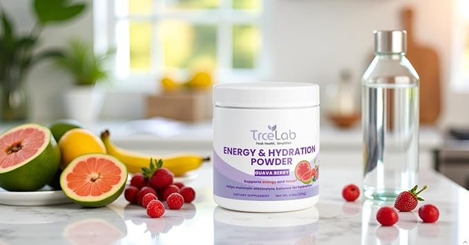 Natural Energy Drink Powder – Guava Berry Flavor – Electrolytes + Natural Caffeine Powder from Green Tea – No Sugar, Vegan, Keto-Friendly, 20 Servings (120 g)