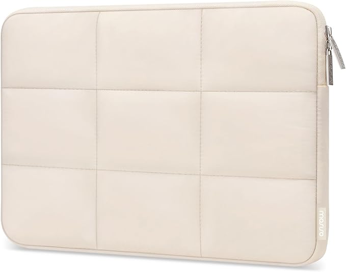 MOSISO 15-15.6 inch Laptop Case, 16 inch Puffy Laptop Sleeve Compatible with MacBook Pro 16 M4 M3 M2 M1, HP, Dell, ASUS, Lenovo Notebook, Rectangle Quilted Puffer Computer Bag for Women, Sand