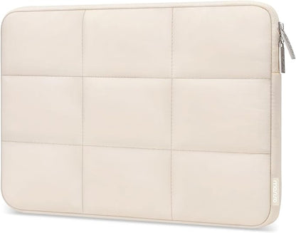 MOSISO 15-15.6 inch Laptop Case, 16 inch Puffy Laptop Sleeve Compatible with MacBook Pro 16 M4 M3 M2 M1, HP, Dell, ASUS, Lenovo Notebook, Rectangle Quilted Puffer Computer Bag for Women, Sand