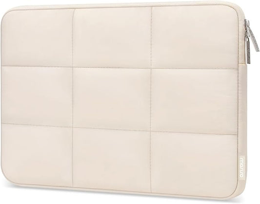 MOSISO 15-15.6 inch Laptop Case, 16 inch Puffy Laptop Sleeve Compatible with MacBook Pro 16 M4 M3 M2 M1, HP, Dell, ASUS, Lenovo Notebook, Rectangle Quilted Puffer Computer Bag for Women, Sand