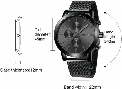CRRJU Mens Stylish Casual Quartz Watches for Men Luxury Waterproof Calendar Chronograph Japan Movement Wristwatches