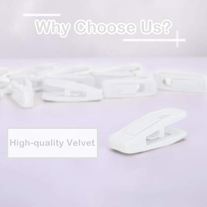 Trgowaul Velvet Hangers Clips, Pants Hangers Velvet Clips, Strong Finger Clips Perfect for Thin Velvet Hangers (60pc, White)