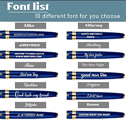 Ancolo Blue Ballpoint Pens - Modern, Classy, and Functional - Engraved with Your Message - Perfect for Groomsman, Wedding Party, Graduation, Christmas, Mother's Day
