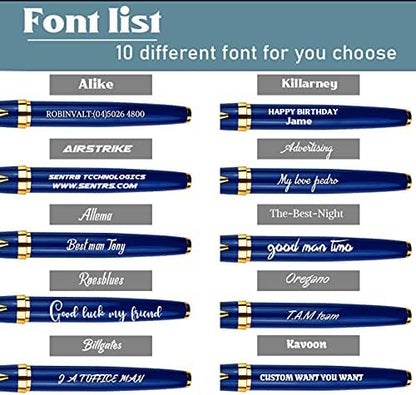 Ancolo Blue Ballpoint Pens - Modern, Classy, and Functional - Engraved with Your Message - Perfect for Groomsman, Wedding Party, Graduation, Christmas, Mother's Day