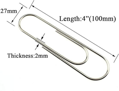 HAHIYO Paper Clips Sturdy 4 inches Length 14 Pack Paperclips Heavy Duty Tight Grip Rust Proof Reusable Metal Bright Silver for Home Office School
