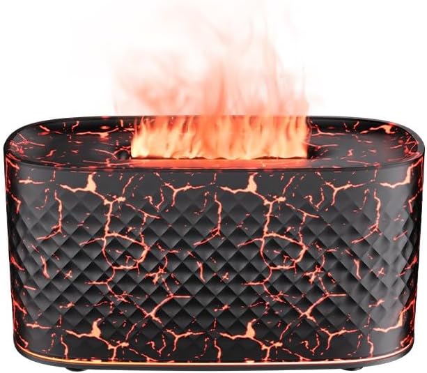 Flame Diffuser Humidifier for Essential Oils - Fire Ultrasonic Aroma Diffusers, USB Personal Desktop Quiet Cool Mist Small Humidifier with Auto-Off for Home Office Bedroom (Volcano)