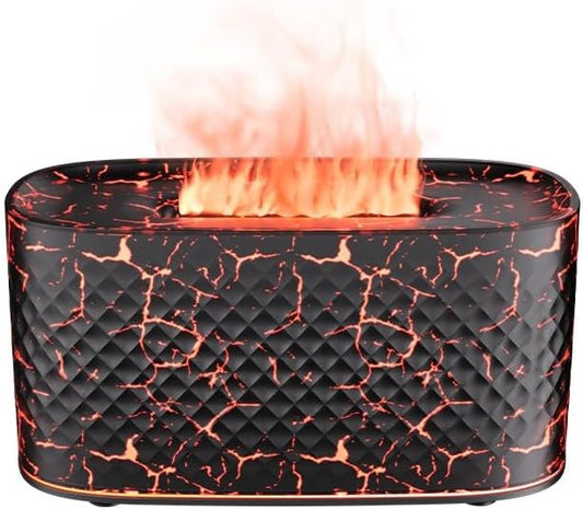 Flame Diffuser Humidifier for Essential Oils - Fire Ultrasonic Aroma Diffusers, USB Personal Desktop Quiet Cool Mist Small Humidifier with Auto-Off for Home Office Bedroom (Volcano)