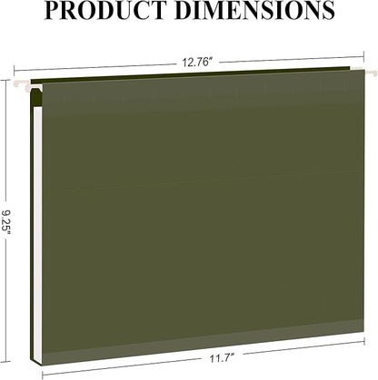 ViVin Hanging File Folders, 1/5-Cut Adjustable Tabs with 48 Per Box, 1 Inch Expansion, 48 Pack Letter Size Hanging File Folders, Designed for Office Home School Filing Cabinet(Green)
