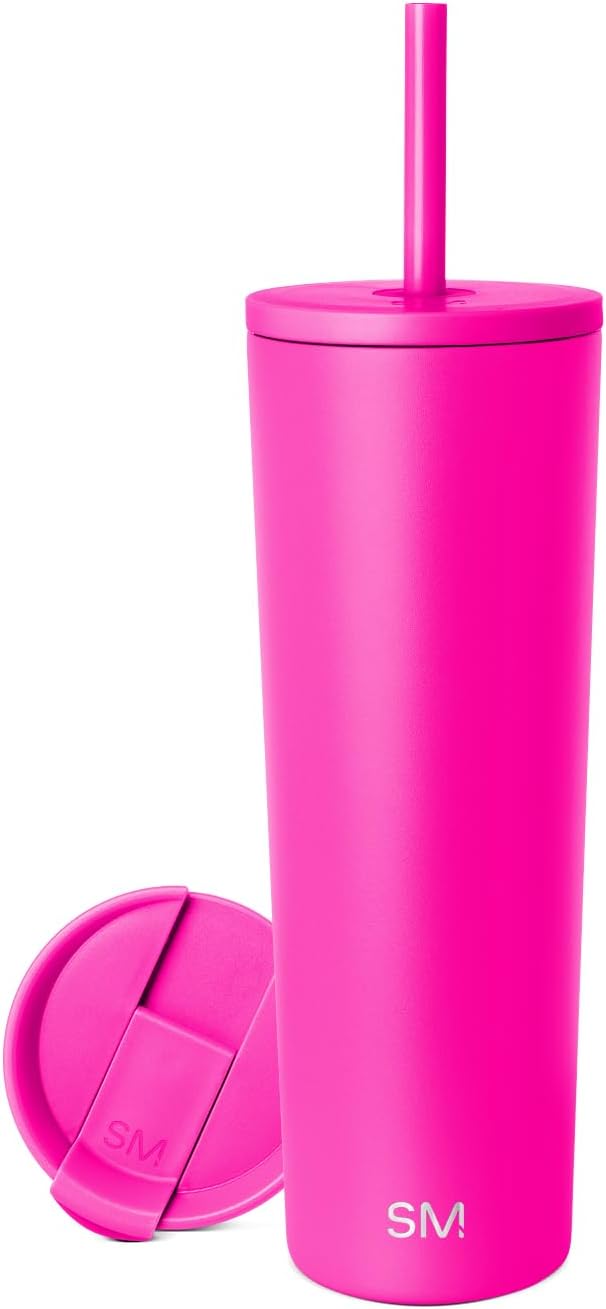Simple Modern Insulated Tumbler with Lid and Straw | Iced Coffee Cup Reusable Stainless Steel Water Bottle Travel Mug | Gifts for Women Men Her Him | Classic Collection | 28oz | Raspberry Vibes