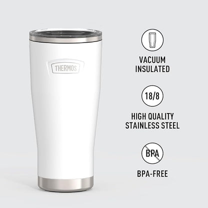 THERMOS ICON SERIES, Stainless Steel Cold Tumbler with Slide Lock, 24 Ounce, Snow