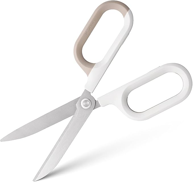 Multipurpose Scissors, Comfort-Grip Handles Sharp Scissors for Office Home School Craft Sewing Fabric Supplies (7", White-1)