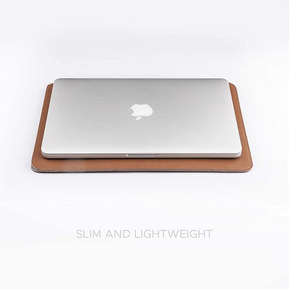 Comfyable Laptop Sleeve 13 Inch Precisely Compatible with MacBook Air M4 2025-2018 & MacBook Pro M2 2022 M1 2020-2016, Faux Leather Cover Case, Brown