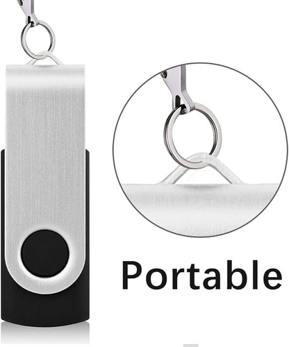 KEXIN 100 Pack 8 GB Flash Drive Bulk USB Flash Drive Thumb Drive Bundle USB Flash Drives Swivel Design Memory Stick USB 2.0 Black