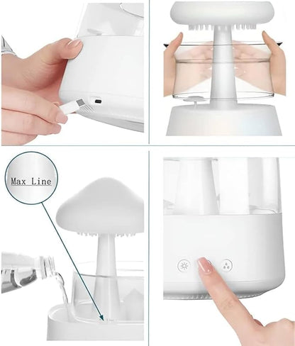 Rain Cloud Mushroom Humidifier Lamp – Soothing Waterfall Night Light with Rain Sounds, Sleep Aid & Relaxation Desk Lamp, Ideal Gift for Kids, Men, Women – Perfect for Birthday, Holiday