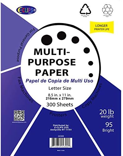 Printer Paper, 20 lb Copy Paper, 8.5 x 11 Inches, 10 Ream 3000 Sheets, (300 Sheets per Ream), 92 Bright, Longer Printer Life, Brighter White
