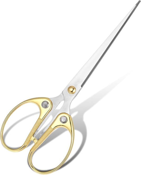 6.2 Inch Stainless Steel Office Scissors Sturdy Sharp Scissor Comfort Ambidextrous Grip for Sewing Fabric Craft Office Home Supplies Multipurpose Scissors (Gold)