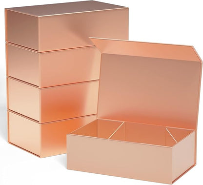 Gift Boxes 12"x6"x4" with Magnetic Closure Lid Gift Boxes for Presents,Bridesmaid Gifts Box,Cute Box,Luxury for Gift Packaging, Magnetic Gift Box for Wrapping Gifts (Rose Gold/5PCS)